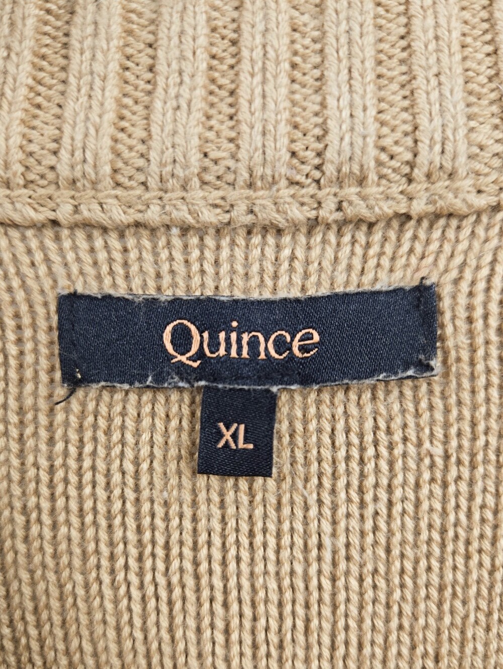 Quince Organic Cotton Cropped Cardigan Sweater Button Camel - Picture 3 of 12